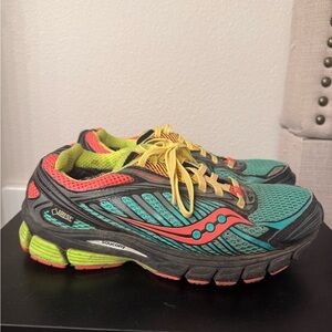 Saucony Teal and Neon Running Shoes 7.5 womens